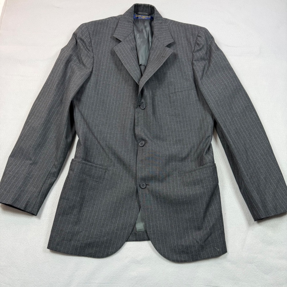Brooks Brothers 346 Mens Pinstripe Blazer Charcoal Gray 3 Button Sport Coat